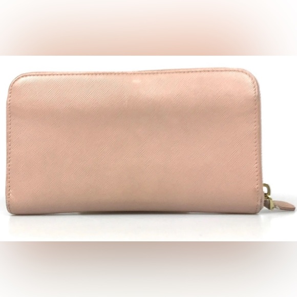 Prada Pink Saffiono Leather Long Wallet Front Bow Ribbon w Authentic Prada Card - Picture 3 of 13